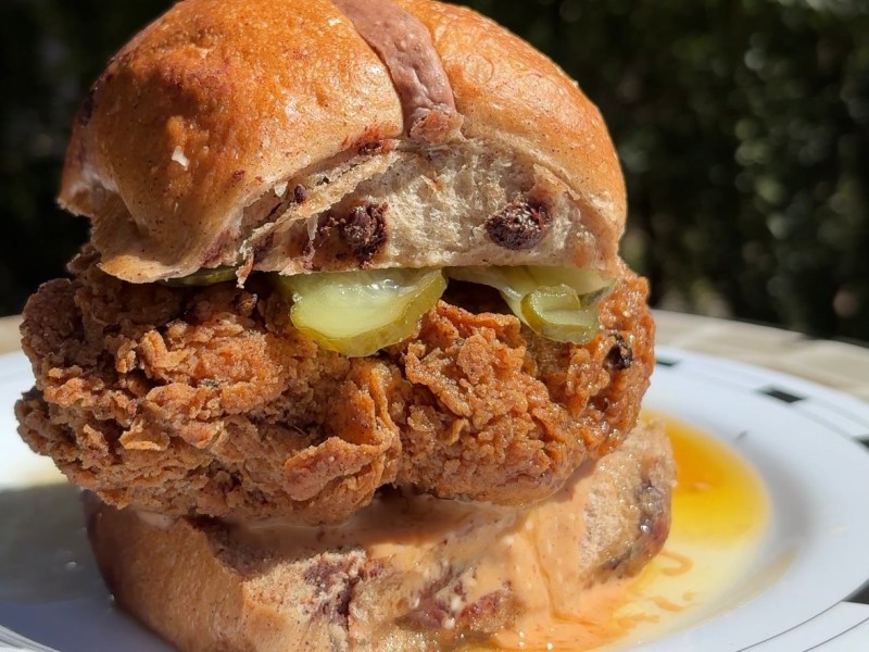Hot Cross Bun Fried “Chicken” Sandwich Recipe (Lion’s Mane Mushroom)